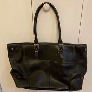 Coach large leather tote bag